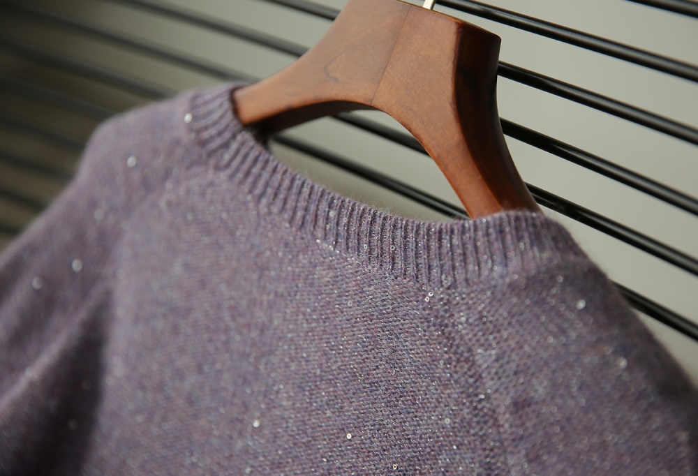 Lavender knitted sequins autumn sweet sweater