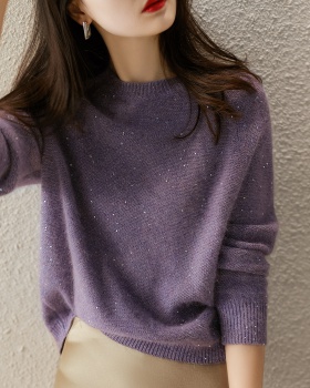 Lavender knitted sequins autumn sweet sweater