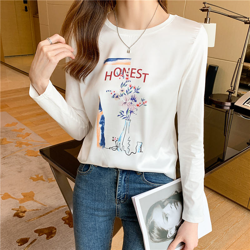 Long sleeve printing tops autumn T-shirt for women