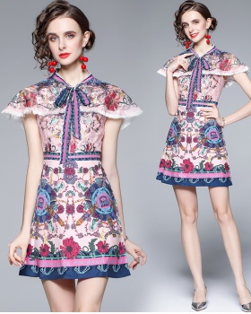 Floral court style retro dress for women