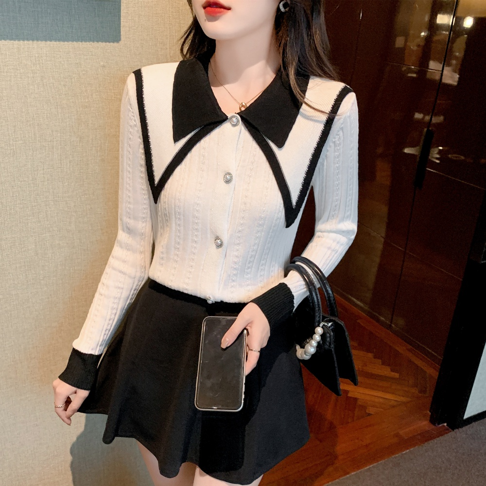 Shirt collar sweater autumn and winter shirt for women