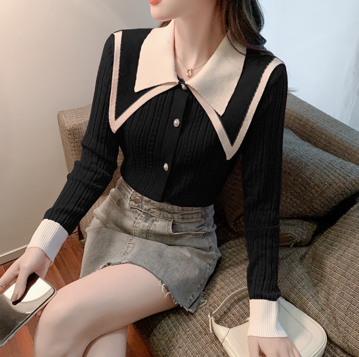 Shirt collar sweater autumn and winter shirt for women