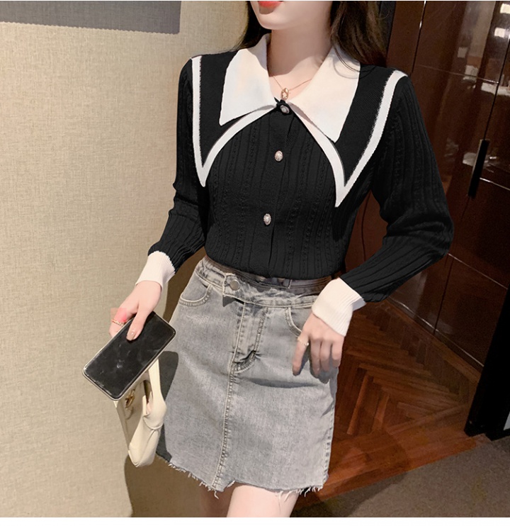 Shirt collar sweater autumn and winter shirt for women