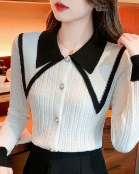 Shirt collar sweater autumn and winter shirt for women