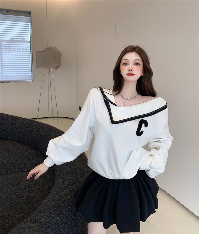 Autumn pullover Casual tops irregular letters hoodie