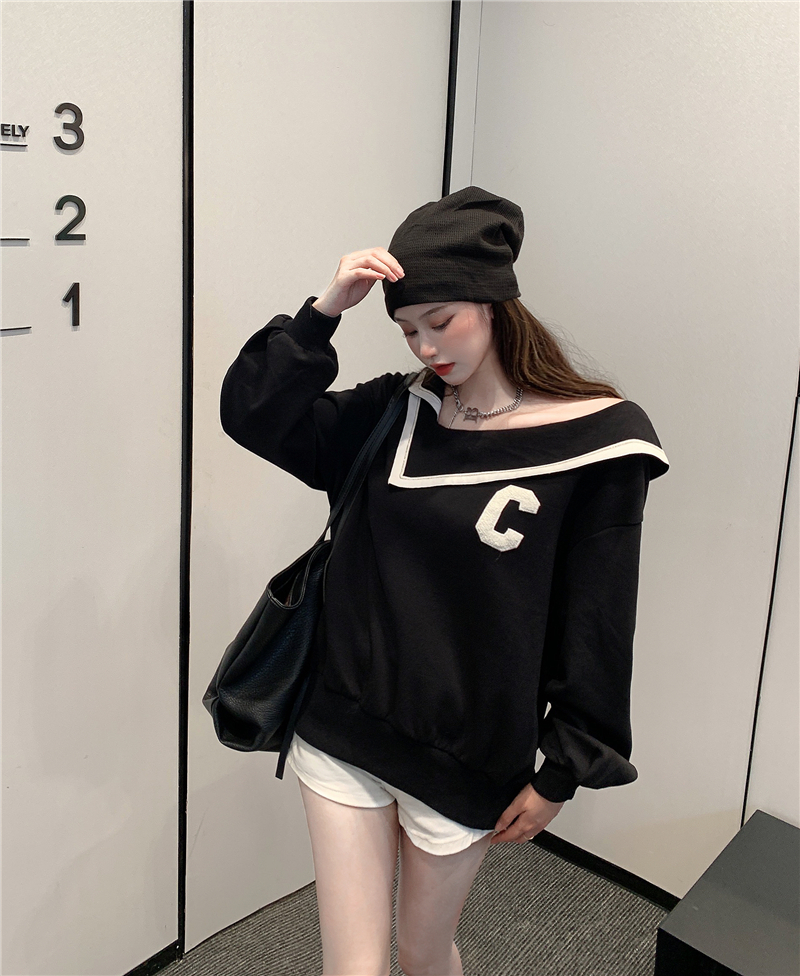 Autumn pullover Casual tops irregular letters hoodie