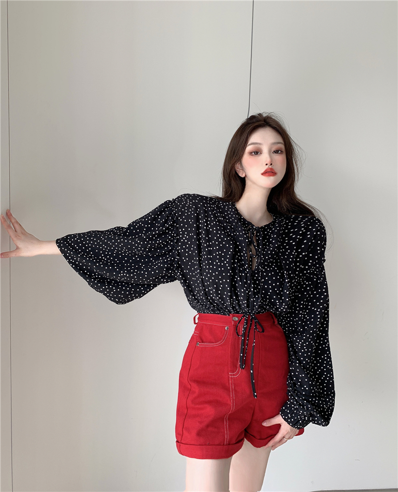 Retro long sleeve shirt Korean style fashion tops