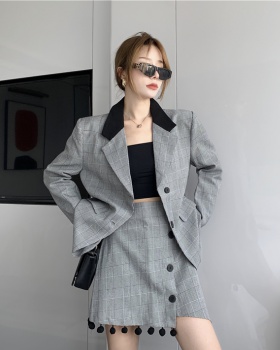 Fashion cool plaid business suit 2pcs set for women