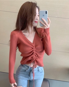 Lazy small bottoming sweater drawstring unique tops