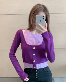 Knitted sweater long sleeve bottoming shirt for women