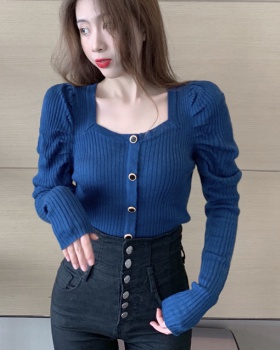 Square collar tops France style sweater
