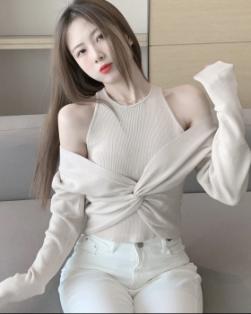 Korean style temperament coat slim Pseudo-two sweater