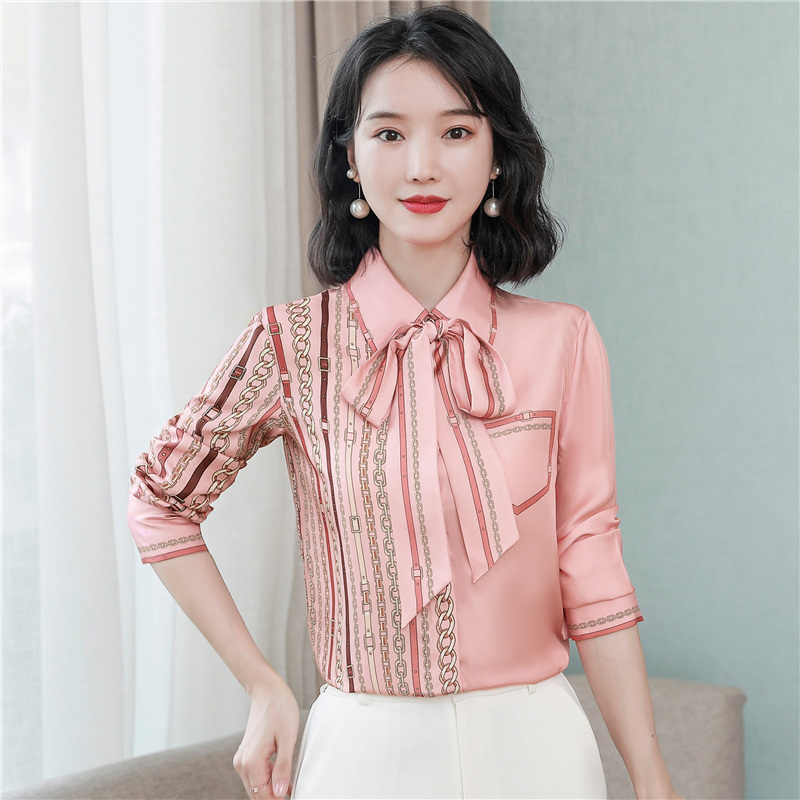 Chain temperament autumn all-match shirt for women