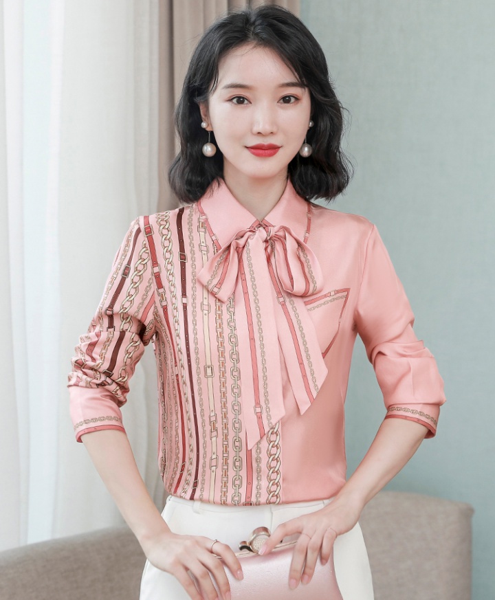 Chain temperament autumn all-match shirt for women