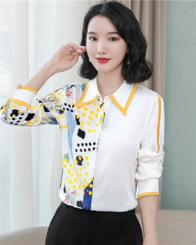 Silk autumn tops commuting long sleeve shirt for women