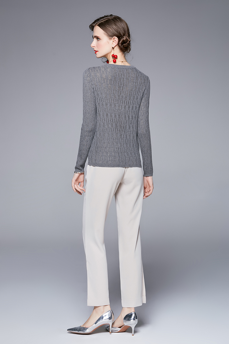 Fashion slim slit long pants long sleeve wide leg sweater