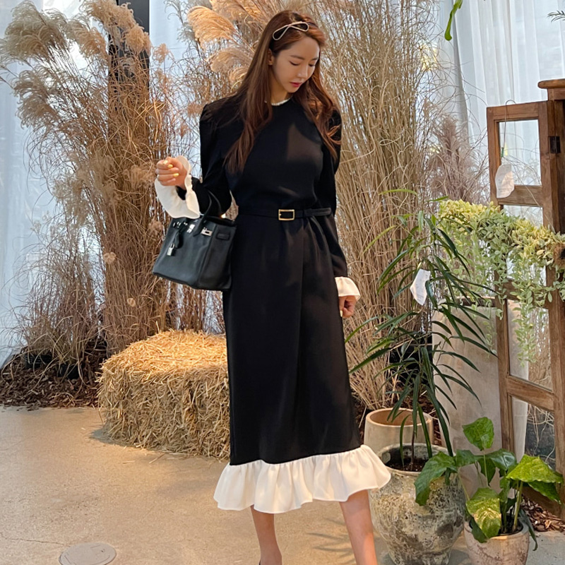 Temperament fashion long dress autumn Korean style dress