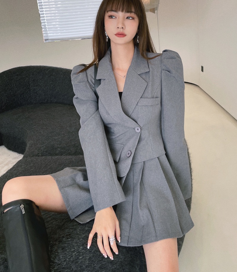 Pinched waist dress long sleeve business suit for women