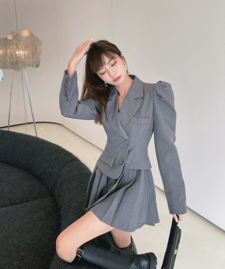 Pinched waist dress long sleeve business suit for women