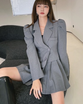 Pinched waist dress long sleeve business suit for women