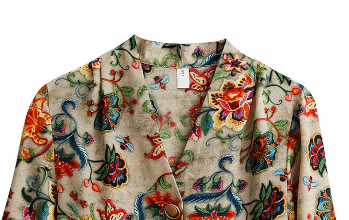 All-match V-neck tops slim silk shirt for women