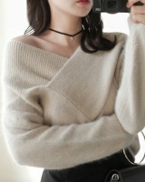Pullover mink hair Korean style sweater for women