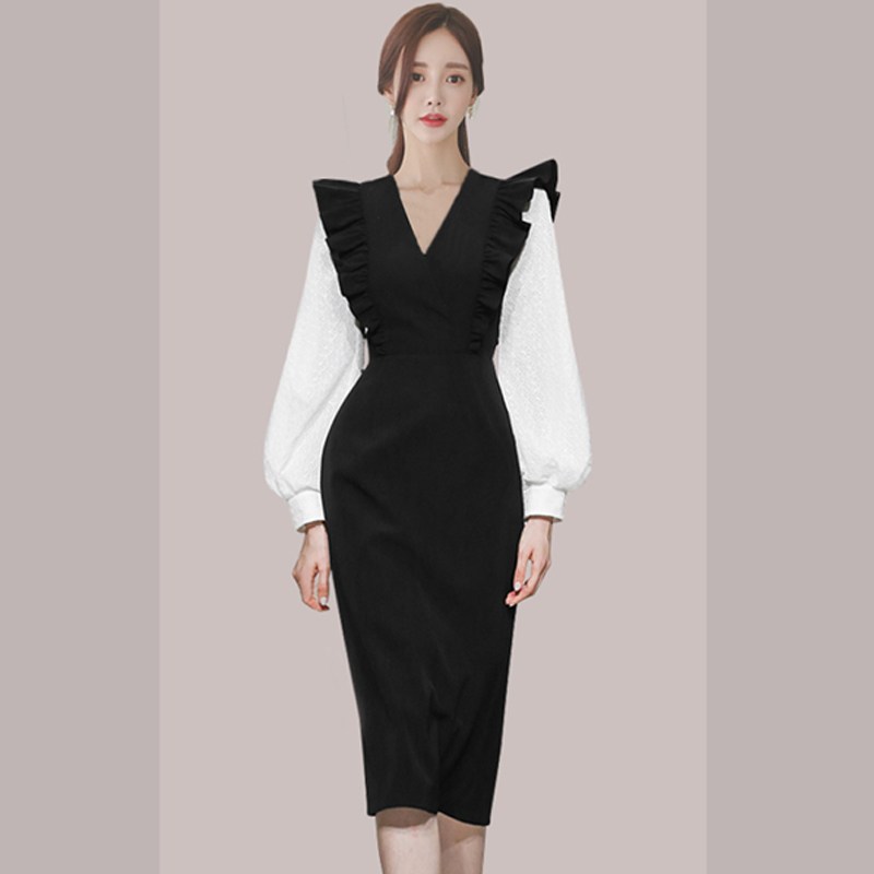 Temperament dress lantern sleeve long dress for women