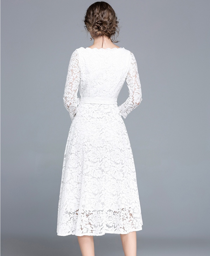 European style lace long dress lace collar dress