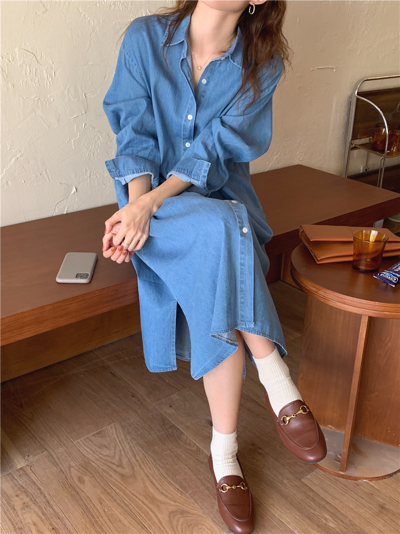 Denim all-match classic Korean style dress