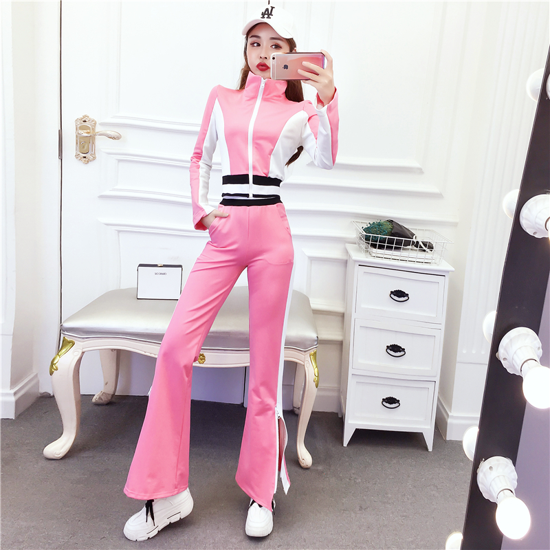 Sports slim tops autumn and winter long pants a set