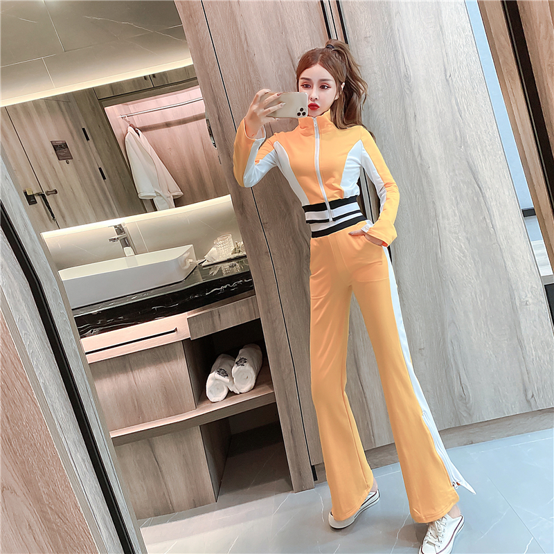 Sports slim tops autumn and winter long pants a set