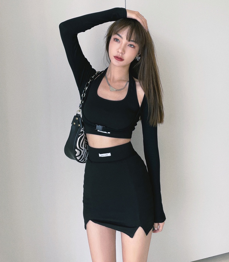 Sexy package hip skirt fashion tops 3pcs set for women