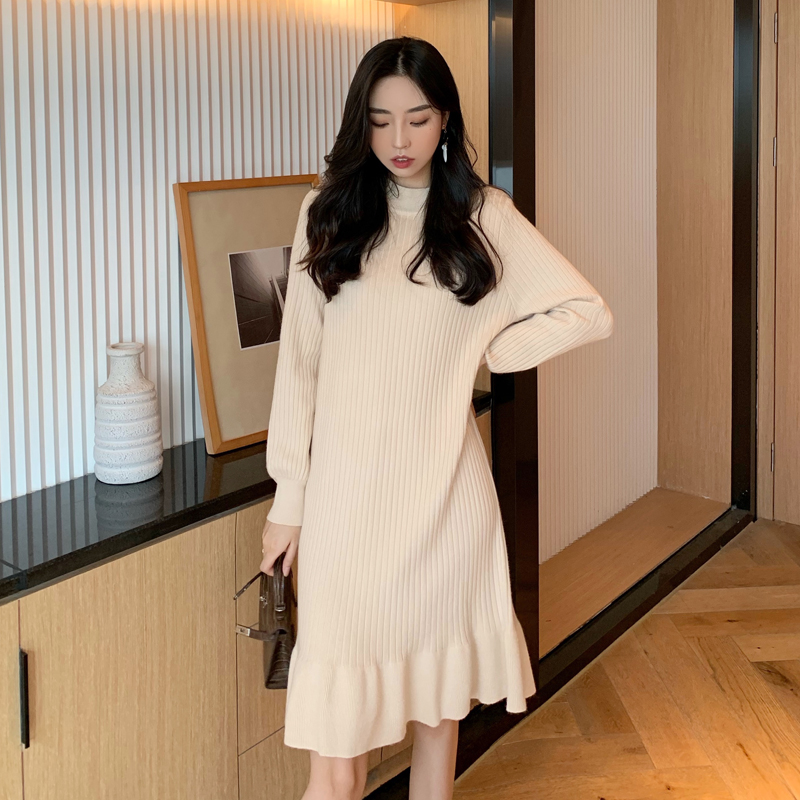 Exceed knee sweater dress bottoming dress for women