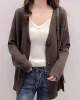 Fashion slim large yard sweater Korean style V-neck cardigan