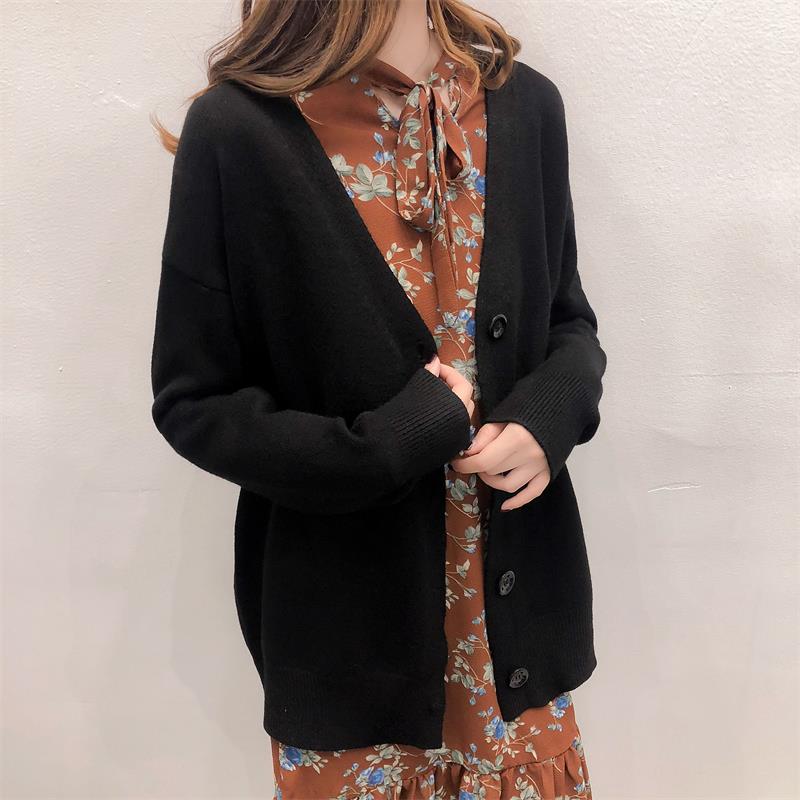 Fashion slim large yard sweater Korean style V-neck cardigan