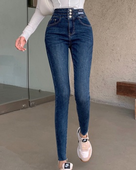Elasticity fashion jeans high waist slim pencil pants