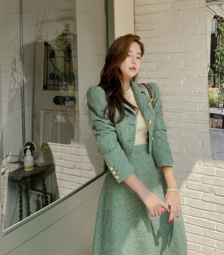 Temperament Korean style coat fashion skirt 2pcs set