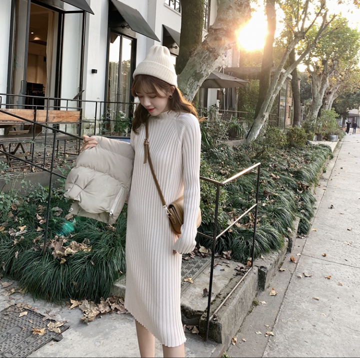 Pure knitted autumn and winter Korean style dress for women