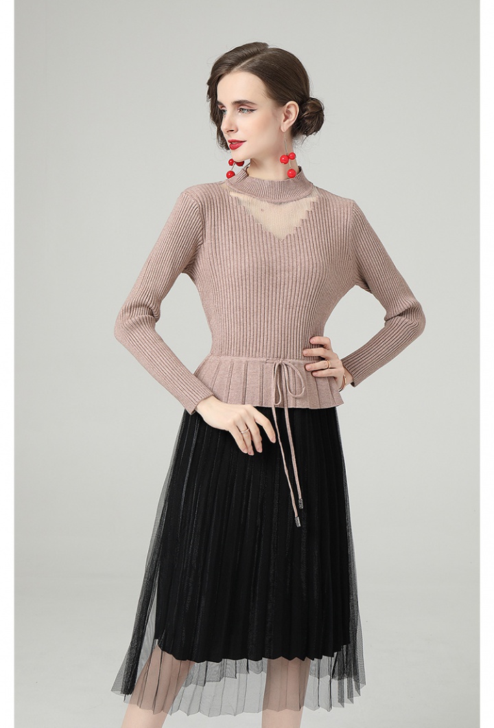 Slim ladies temperament dress autumn knitted sweater dress