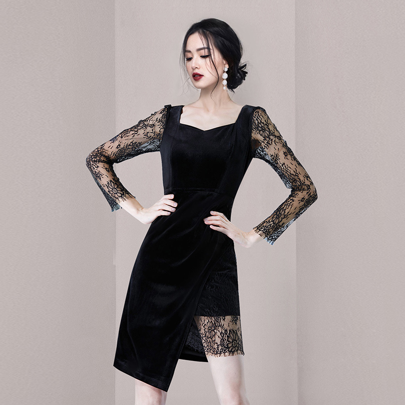 Korean style irregular T-back splice dress for women