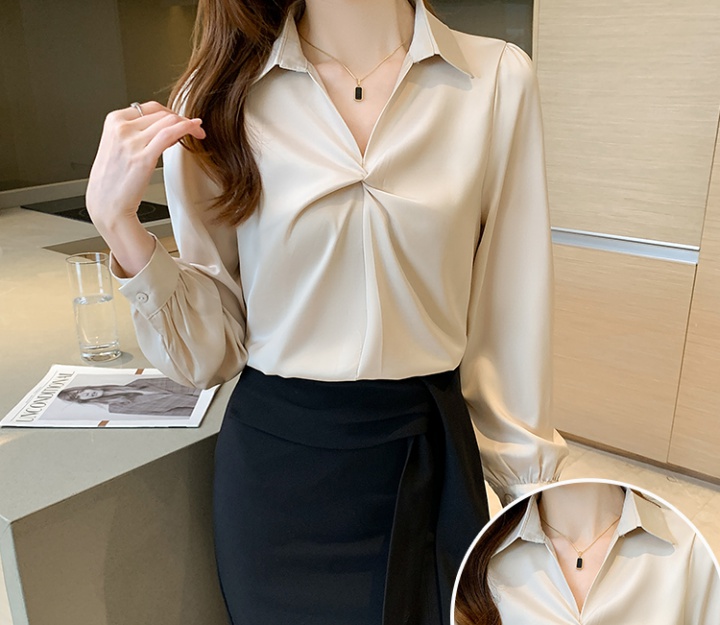 Satin autumn and winter drape all-match simple shirt for women