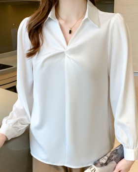 Satin autumn and winter drape all-match simple shirt for women