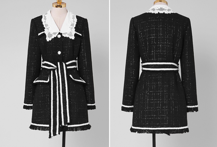Fashion liangsi fashion and elegant ribbon woolen coat