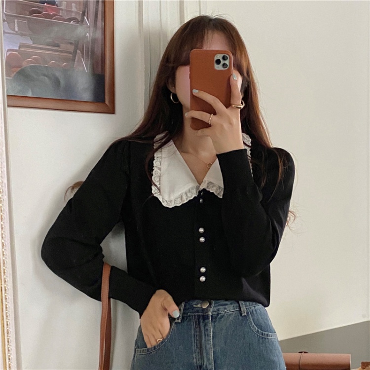 Slim lapel sweater autumn and winter bottoming shirt