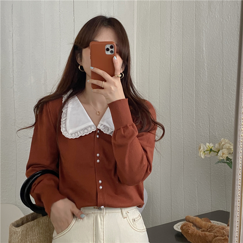 Slim lapel sweater autumn and winter bottoming shirt