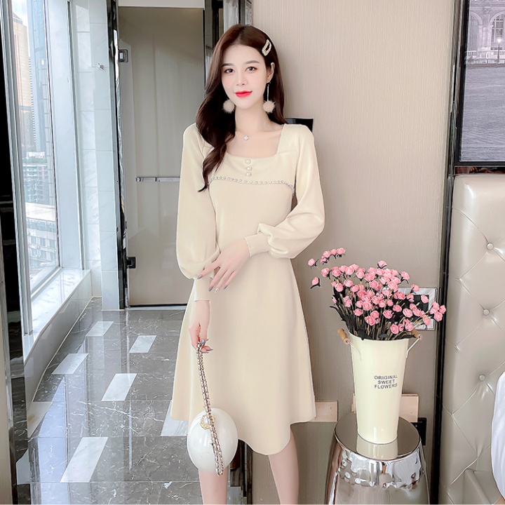 Bottoming knitted long autumn and winter dress for women