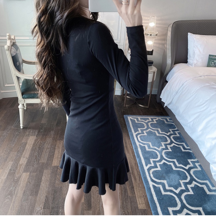 Sexy inside the ride long sleeve autumn and winter dress
