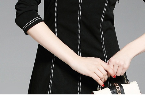 Lace fashion black temperament slim dress for women