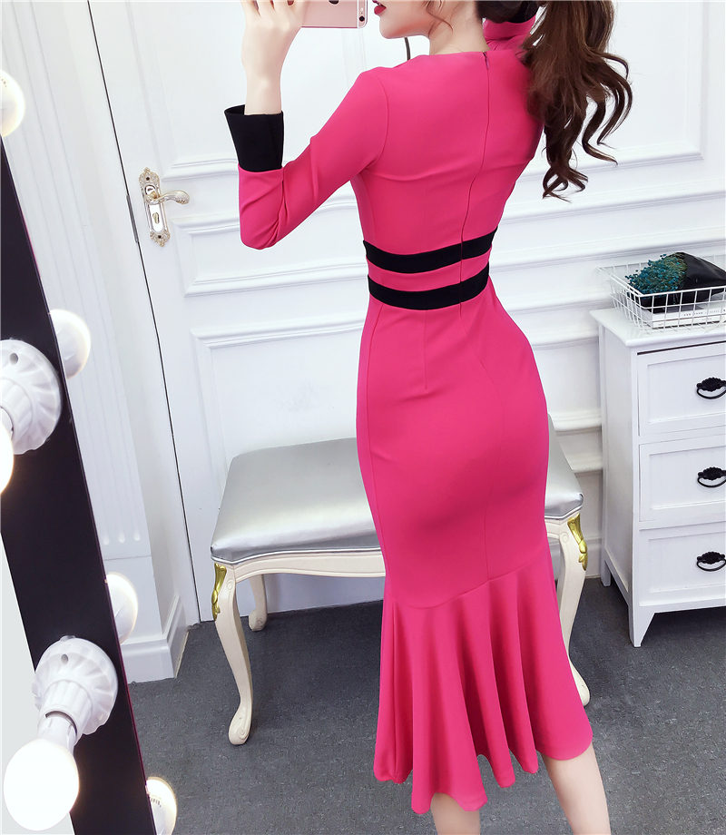 Mixed colors ladies dress package hip formal dress