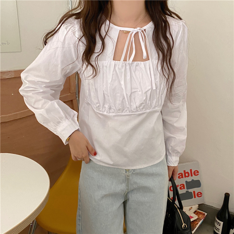 Korean style slim bandage long sleeve shirt